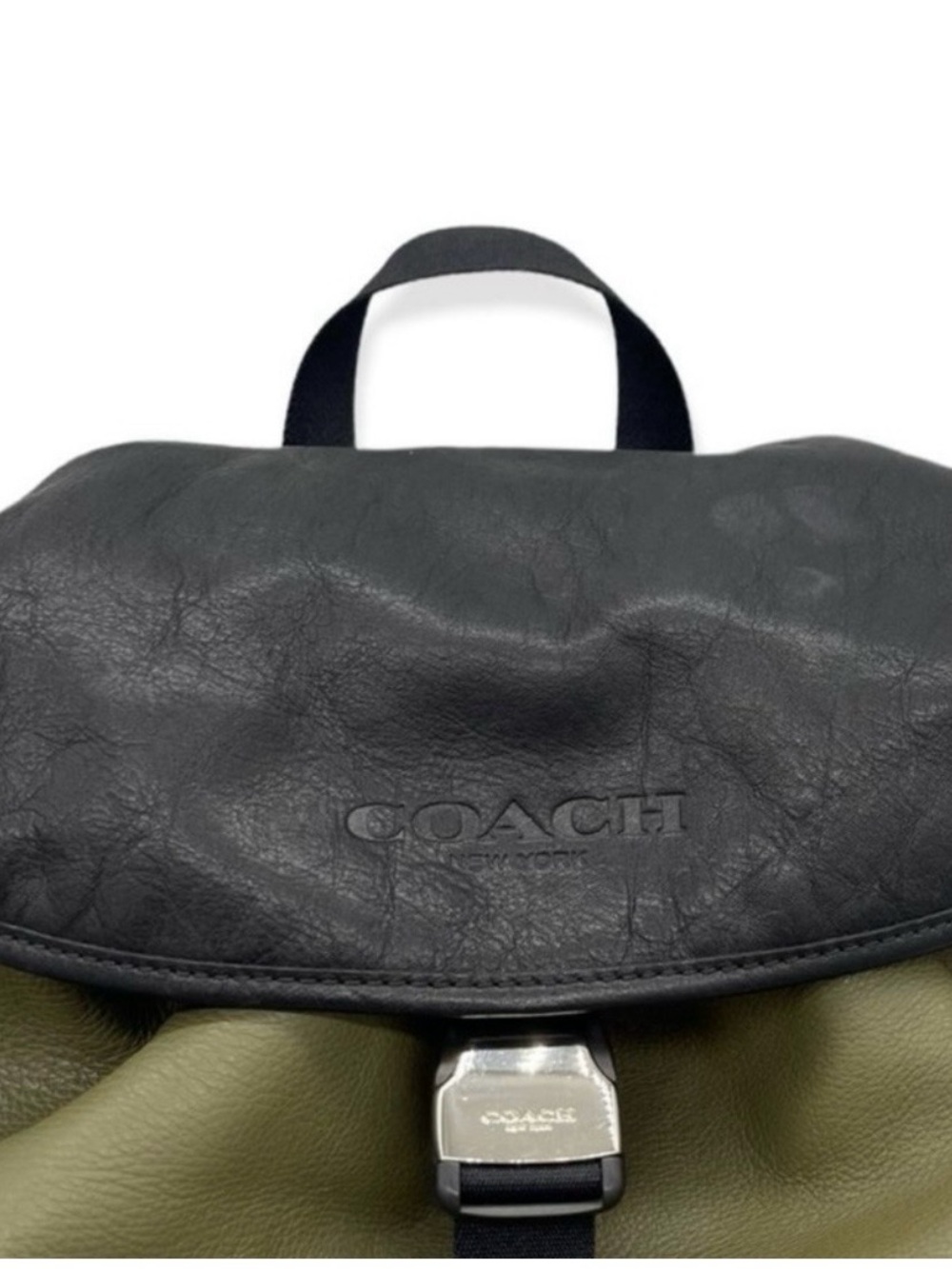 Coach Green and Black Leather Backpack Rucksack - Picture 2 of 6